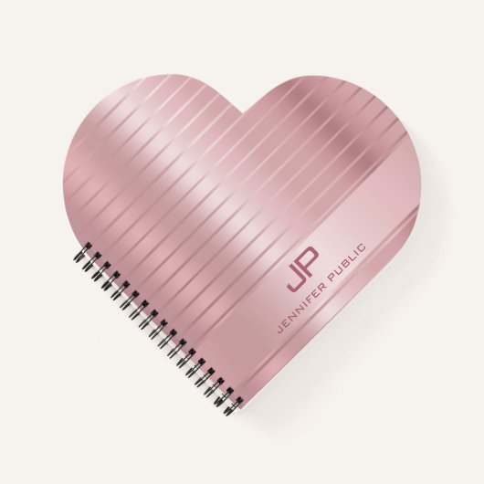 Trendy Elegante Roze Gouden Sjabloon Monogram Mode Notitieboek (Voorkant)