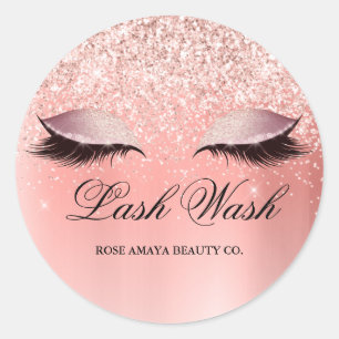 Trendy Elegante Roze Roze Gouden Wimperreiniger Ronde Sticker