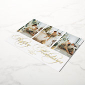 Trendy Elegante Script 3 Foto Collage Kerstmis Folie Uitnodiging (Gedraaid)
