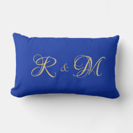 Trendy Elegante Solid Royal Blue Paar Initialen Kussen