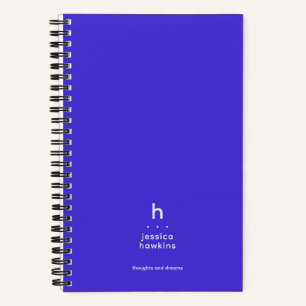 Trendy Elektrisch Blauw Modern Monogram Notitieboek