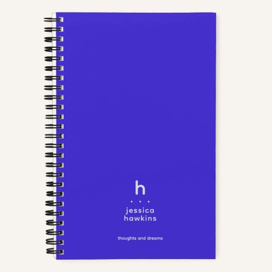 Trendy Elektrisch Blauw Modern Monogram Notitieboek (Voorkant)
