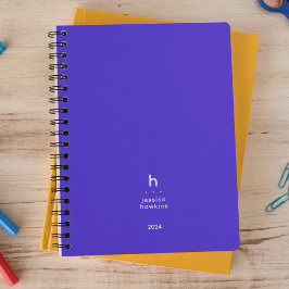 Trendy Elektrisch Blauw Modern Monogram Wekelijks Planner