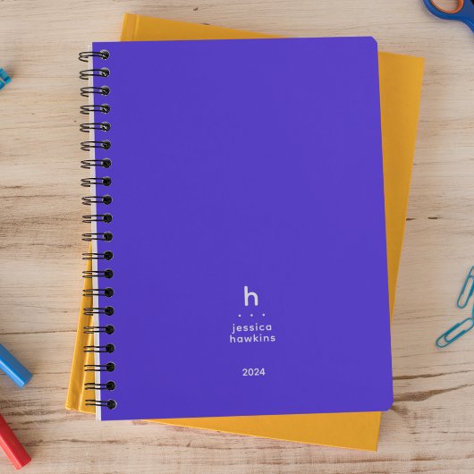 Trendy Elektrisch Blauw Modern Monogram Wekelijks Planner