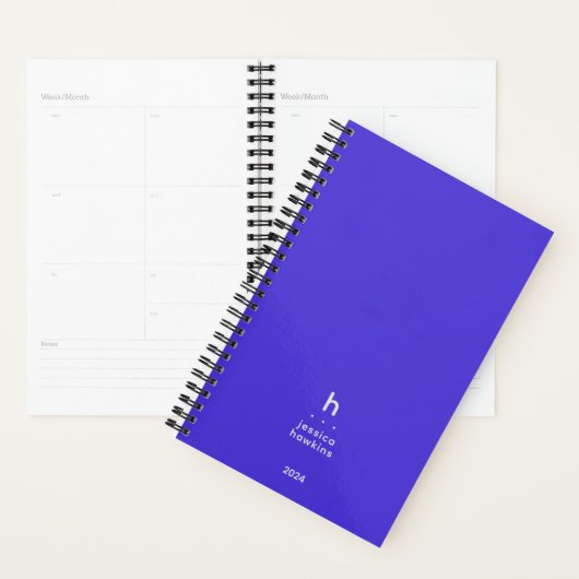 Trendy Elektrisch Blauw Modern Monogram Wekelijks Planner (Display)