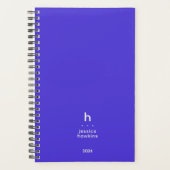 Trendy Elektrisch Blauw Modern Monogram Wekelijks Planner (Voorkant)