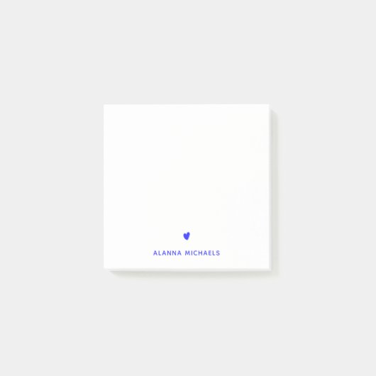 Trendy Elektrisch Blauw Neon Hart Persoonlijk Post-it® Notes (Voorkant)