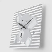 Trendy Elephant Monogram grijze en witte strepen Vierkante Klok (Hoek)