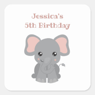 Trendy Elephant Safari Birthday Party Vierkante Sticker