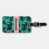 Trendy Elephants Flowers Anchors Hearts Monogram Bagagelabel (Voorkant horizontaal)