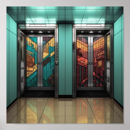 Trendy Elevator Poster – Vetgedrukte en heldere mu (Voorkant)