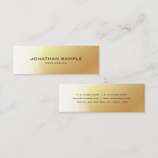 Trendy Elite Gold Design Elegant Modern Plain Mini Visitekaartje (Voorkant / Achterkant)