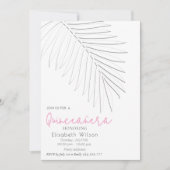 Trendy Embossed palm minimalistisch script Quincea Kaart (Voorkant)