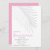 Trendy Embossed palm minimalistisch script Quincea Kaart (Voorkant / Achterkant)