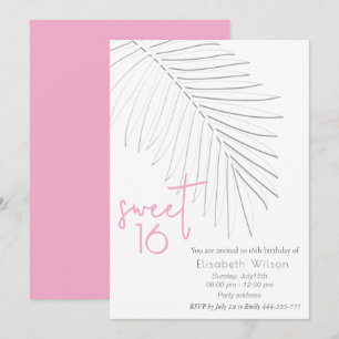 Trendy Embossed palm minimalistisch script zoet 16 Kaart