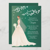 Trendy Emerald Green Bride Vrijgezellenfeest Invit Kaart (Voorkant / Achterkant)