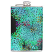 Trendy Emerald Green Fractal op zwart Heupfles (Voorkant)