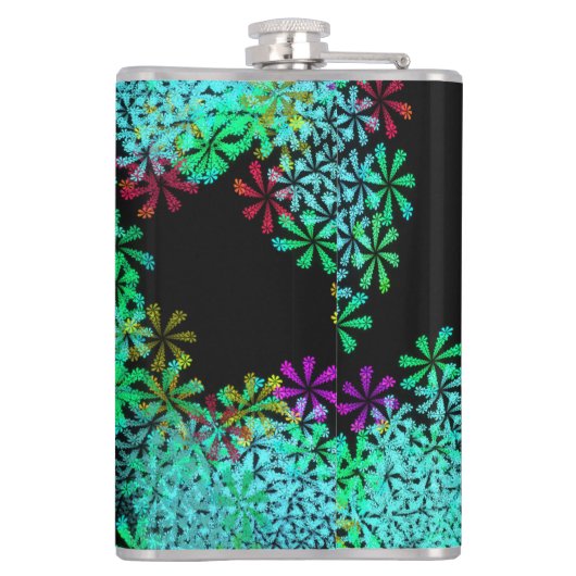 Trendy Emerald Green Fractal op zwart Heupfles (Achterkant)