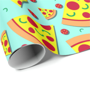 Trendy Emoji Style Pizza Slice Teenage Party Cadeaupapier
