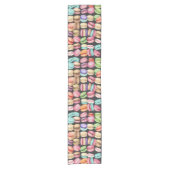 Trendy en artistieke Waterverf Macarons Print Korte Tafelloper (Voorkant)