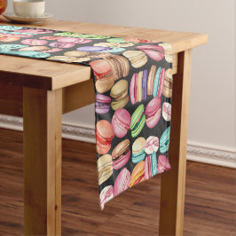 Trendy en artistieke Waterverf Macarons Print Korte Tafelloper