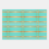 Trendy en chique blauw en goud geaccentueerd inpakpapier vel (Voorkant)