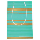 Trendy en chique blauw en goud geaccentueerd medium cadeauzakje (Voorkant)