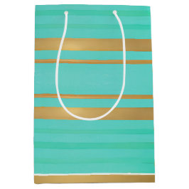 Trendy en chique blauw en goud geaccentueerd medium cadeauzakje