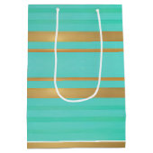 Trendy en chique blauw en goud geaccentueerd medium cadeauzakje (Achterkant)