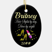 TRENDY EN CHIQUE GEPERSONALISEERDE HAARSTYLIST KERAMISCH ORNAMENT (Achterkant)