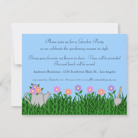 Trendy en Elegant Garden Party Invite Kaart (Achterkant)