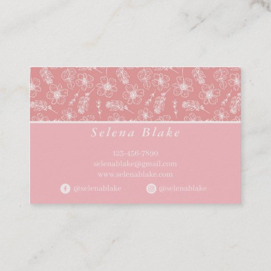 Trendy en elegant | Vet Stijlvolle Bloemen Visitekaartje (Achterkant)