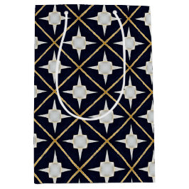 Trendy en Elegant Zwart Goud en Wit Luxe Medium Cadeauzakje