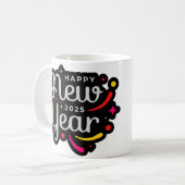 Trendy en feestelijk 2025 Happy New Year Design Koffiemok (Voorkant links)