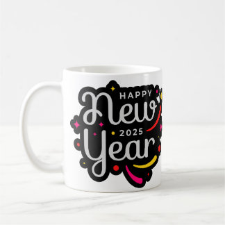 Trendy en feestelijk 2025 Happy New Year Design Koffiemok