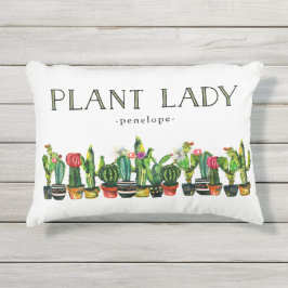 Trendy en Funny Plant Lady met Cactus Buitenkussen