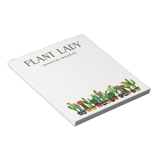 Trendy en Funny Plant Lady met Cactus Notitieblok (Schuin)