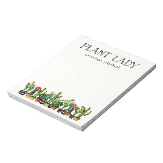 Trendy en Funny Plant Lady met Cactus Notitieblok (Linkerzijde)
