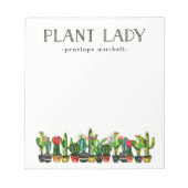 Trendy en Funny Plant Lady met Cactus Notitieblok (Voorkant)