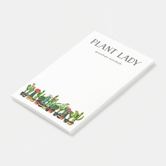 Trendy en Funny Plant Lady met Cactus Post-it® Notes (Schuin)