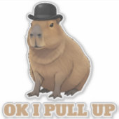 Trendy en grappig capybara-meme-ontwerp sticker (Voorkant)