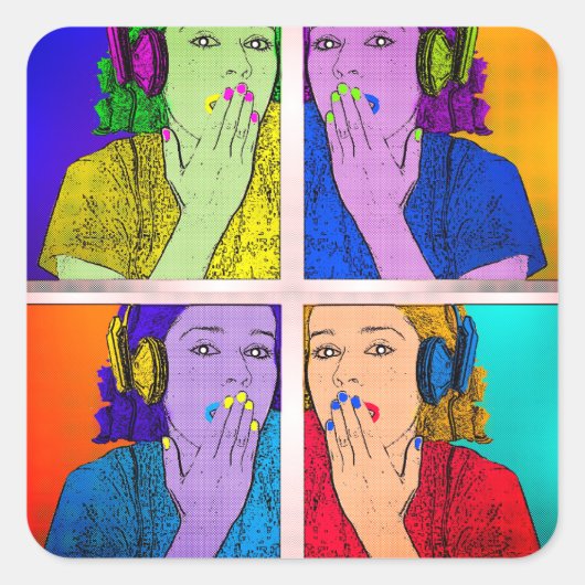 Trendy en kleurrijk vierkante sticker (Voorkant)