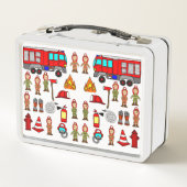 Trendy en Leuke Red Fire Engine & Fire Fighters (Achterkant)