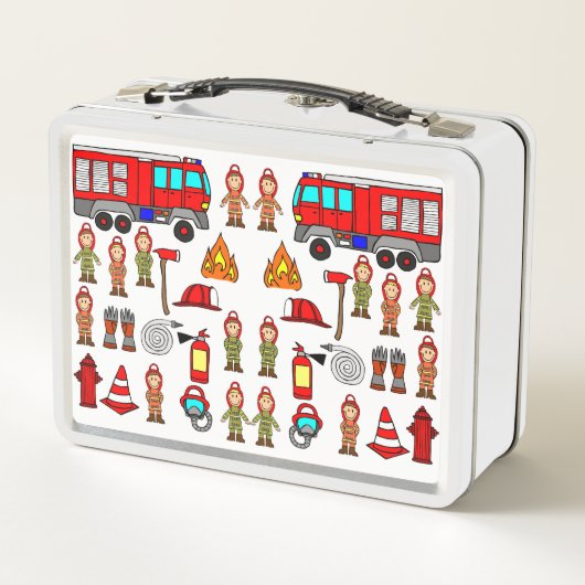 Trendy en Leuke Red Fire Engine & Fire Fighters (Achterkant)