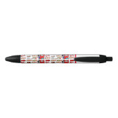 Trendy en Leuke Red Fire Engine & Fire Fighters Zwarte Inkt Pen (Achterkant)