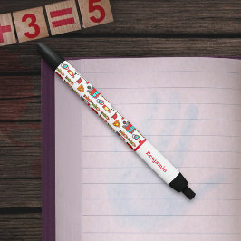 Trendy en Leuke Red Fire Engine & Fire Fighters Zwarte Inkt Pen