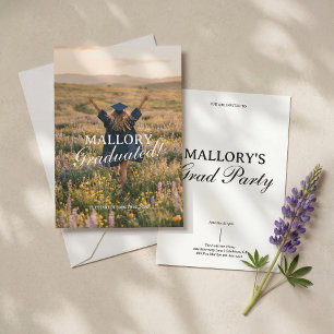 Trendy en Modern Foto Script Afstuderen Kaart