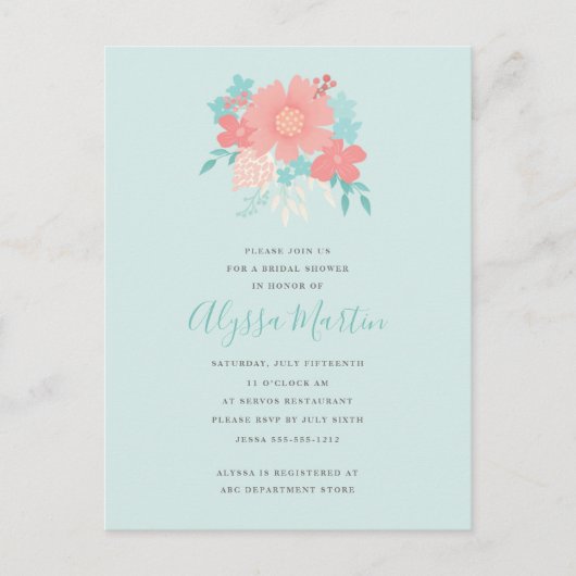 Trendy en mooi bloemendesign uitnodiging (Voorkant)