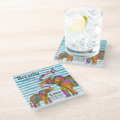 Trendy en Stylish Elephant en Calf Kitchen Towel Glazen Onderzetter (Schuin)