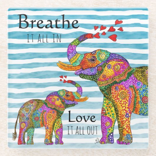 Trendy en Stylish Elephant en Calf Kitchen Towel Glazen Onderzetter (Voorkant)